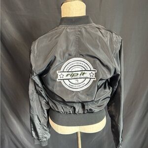 Rip it energy drink branded Black Bomber Jacket with Logo Detail